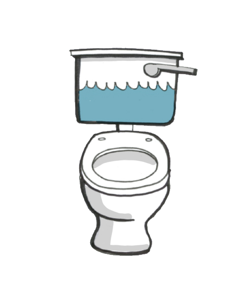 Het spoelen van toiletten